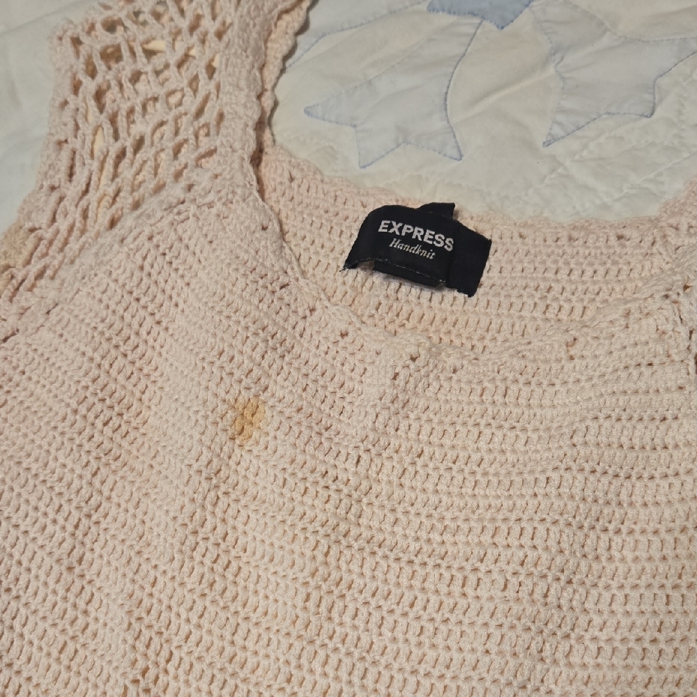 Express Light Beige Crochet Tank